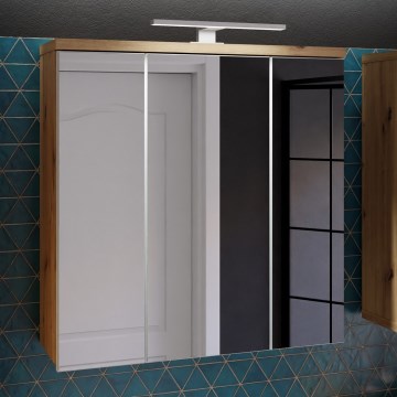 Mueble de baño de pared con espejo VENOM blanco/roble artisan