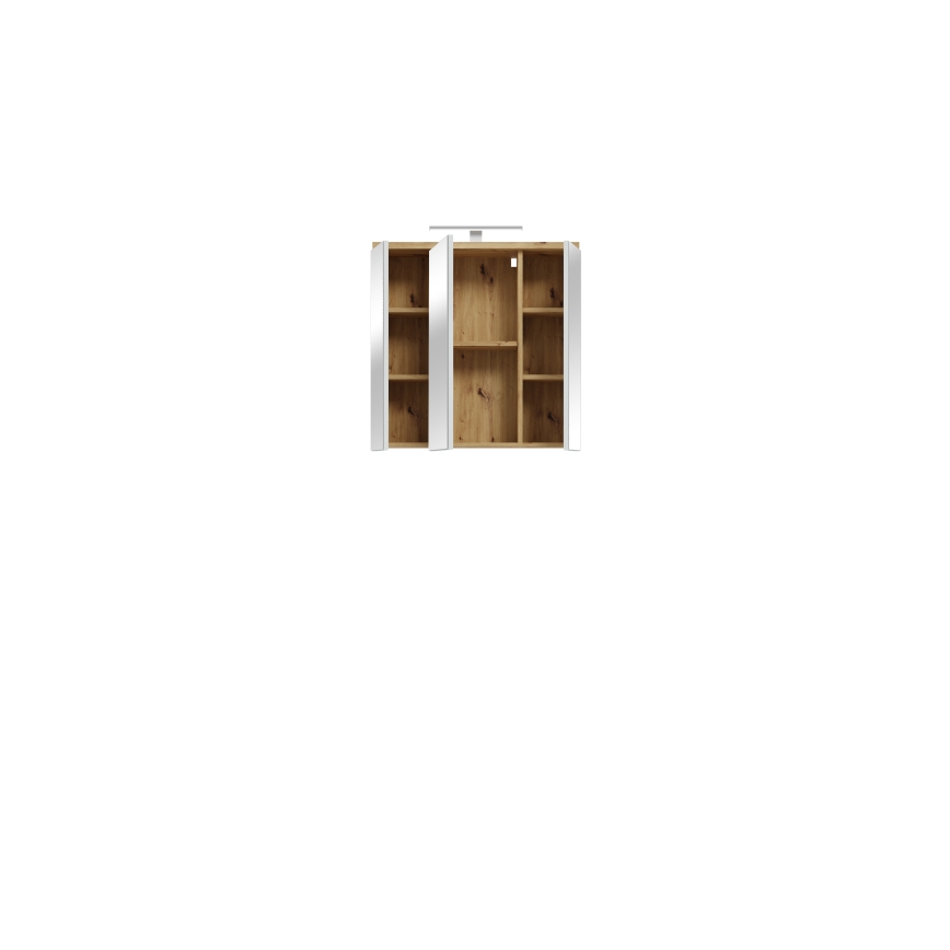 Mueble de baño de pared con espejo VENOM blanco/roble artisan
