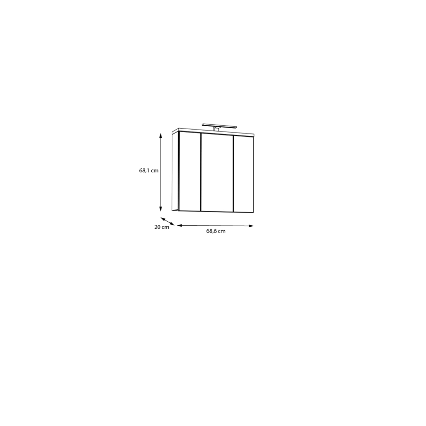 Mueble de baño de pared con espejo VENOM blanco/roble artisan