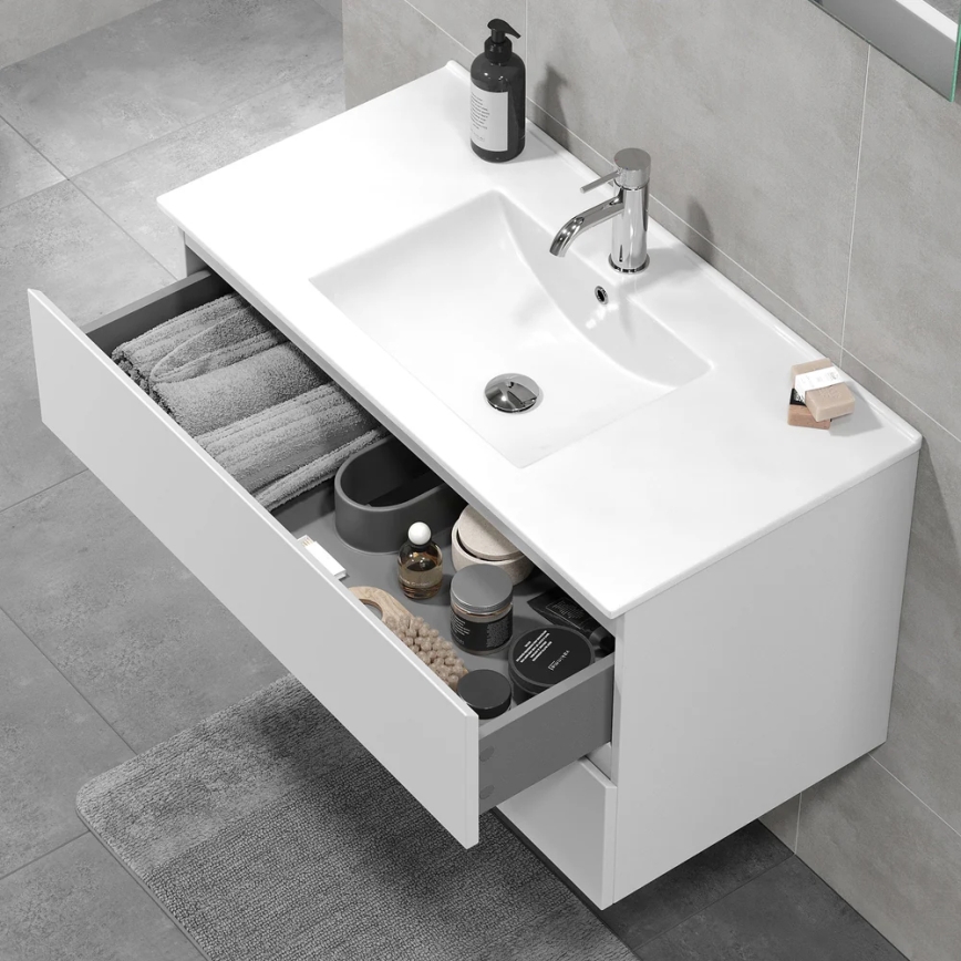 Mueble de baño HENRY con lavabo, 91 cm, blanco