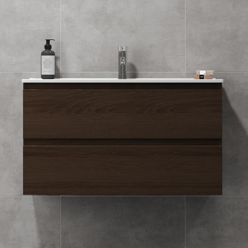 Mueble de baño HENRY con lavabo, 91 cm, nogal
