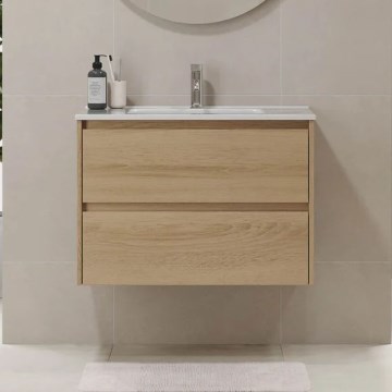 Mueble de baño LYKE con lavabo, 80 cm, roble