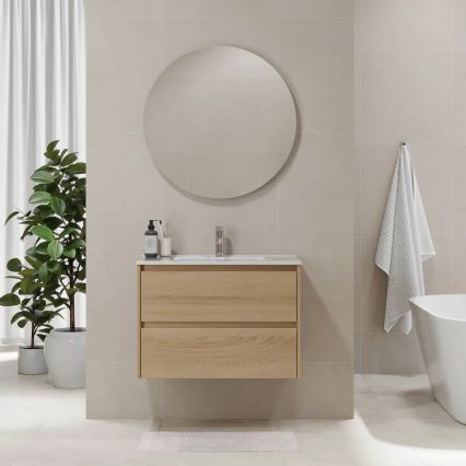 Mueble de baño LYKE con lavabo, 80 cm, roble