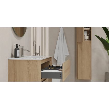 Mueble de baño LYKE con lavabo, 80 cm, roble