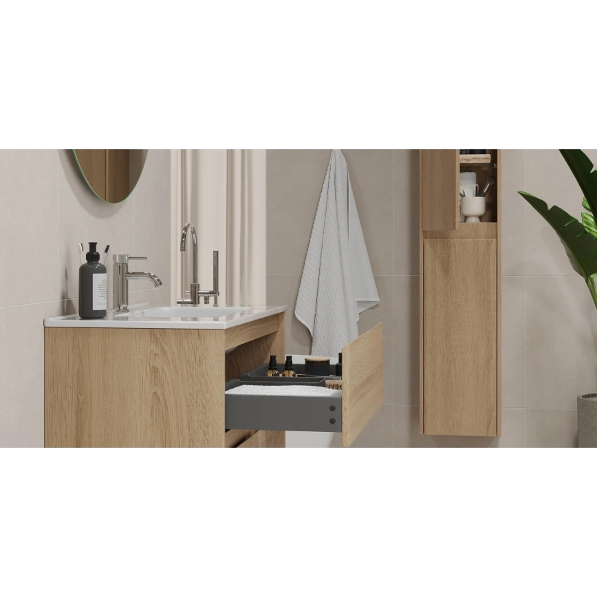 Mueble de baño LYKE con lavabo, 80 cm, roble