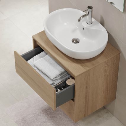 Mueble de baño TRONDHEIM para lavabo 60 cm, roble