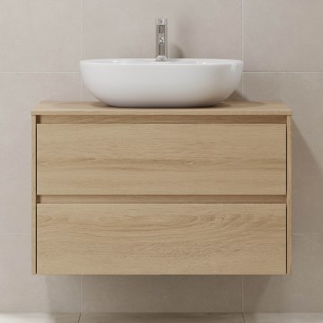 Mueble de baño TRONDHEIM para lavabo 90 cm roble