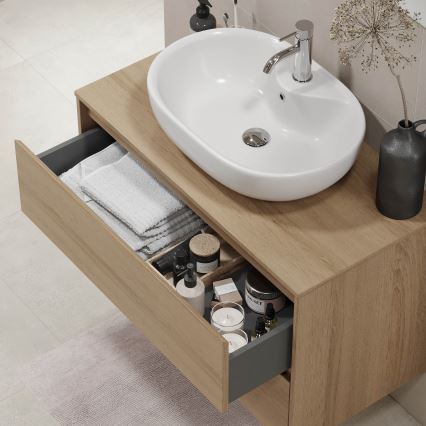 Mueble de baño TRONDHEIM para lavabo 90 cm roble