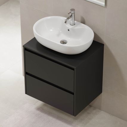 Mueble de baño TRONDHEIM para lavabo de 60 cm, negro
