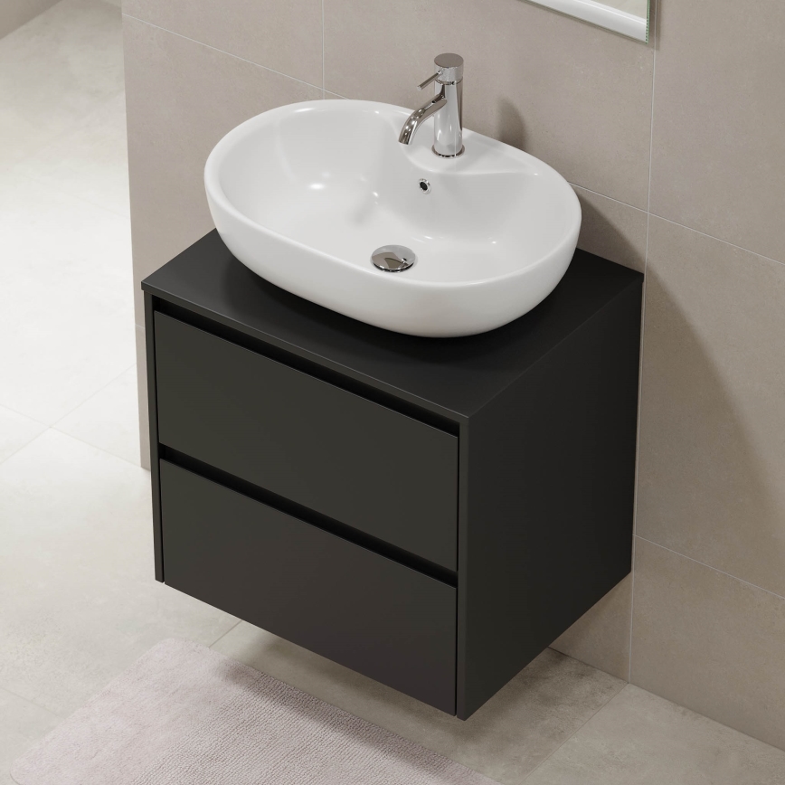 Mueble de baño TRONDHEIM para lavabo de 60 cm, negro