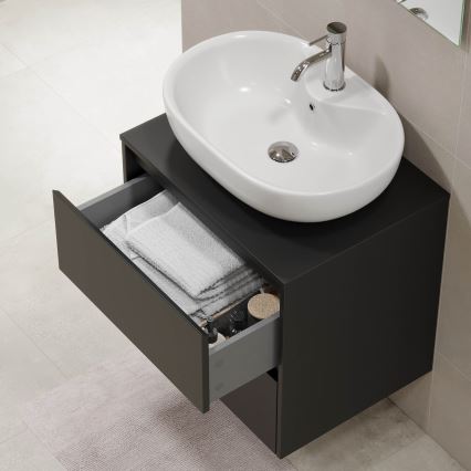 Mueble de baño TRONDHEIM para lavabo de 60 cm, negro