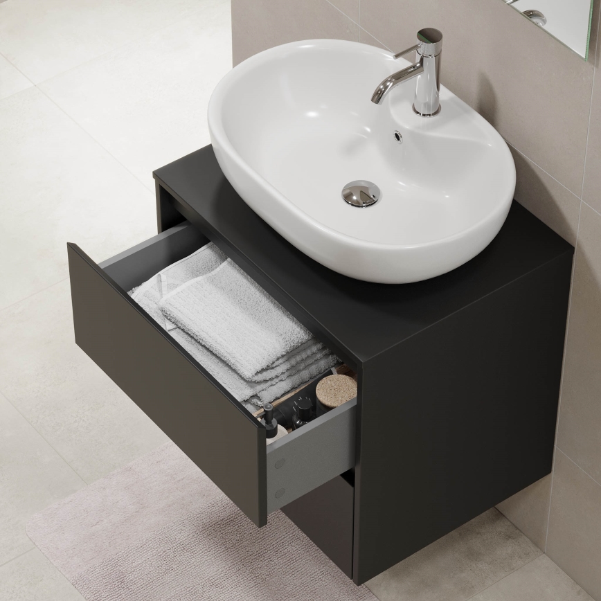 Mueble de baño TRONDHEIM para lavabo de 60 cm, negro