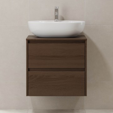 Mueble de baño TRONDHEIM para lavabo de 60 cm, nogal