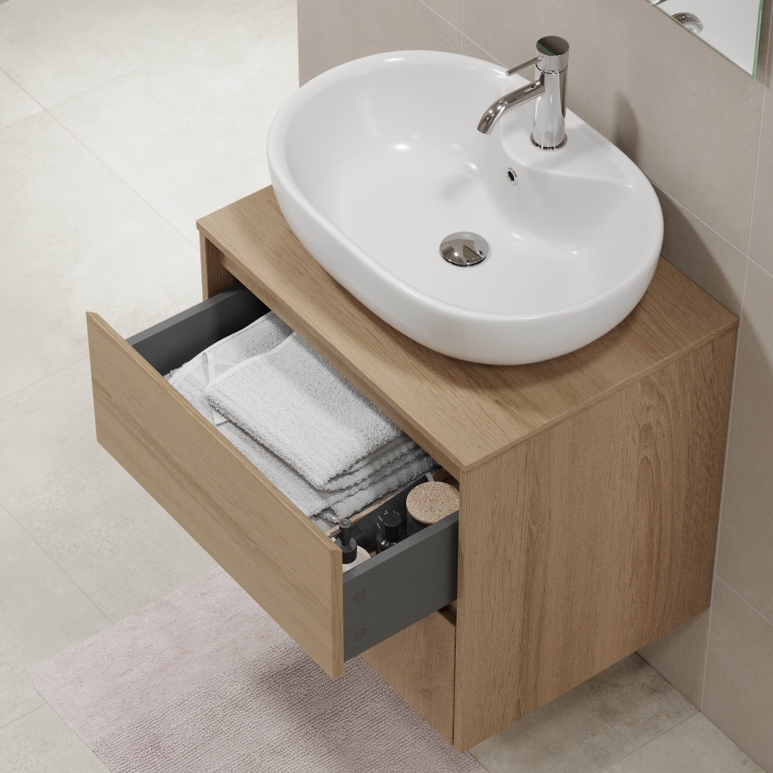 Mueble de baño TRONDHEIM para lavabo de 60 cm, roble