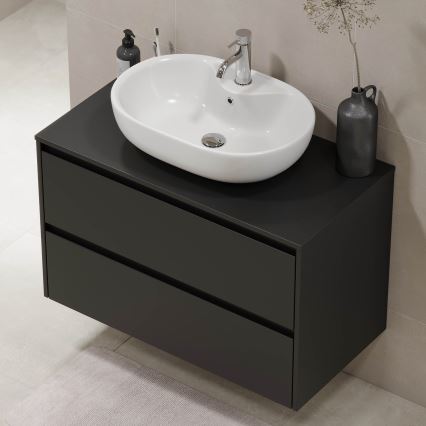 Mueble de baño TRONDHEIM para lavabo de 90 cm, negro