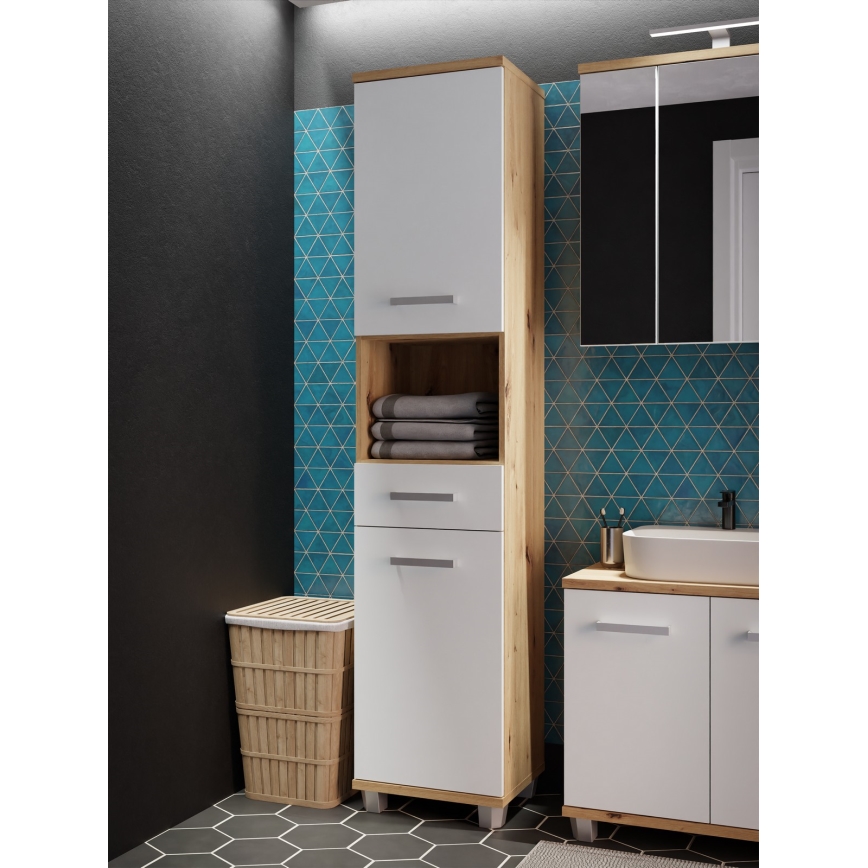 Mueble de baño VENOM blanco/roble artisan