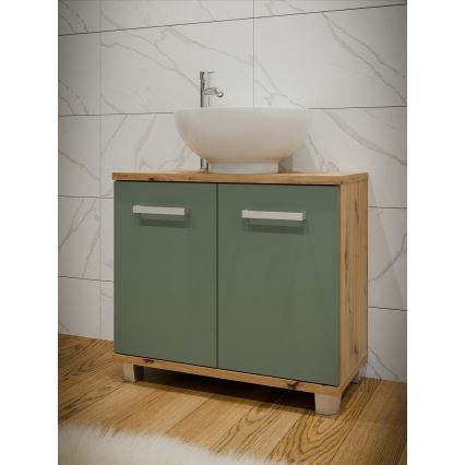 Mueble de baño VENOM verde/roble artisan