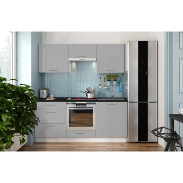 Mueble de cocina CELESTE 180 cm, gris brillante