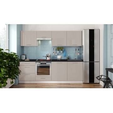 Mueble de cocina CELESTE 240 cm en acabado lacado brillante taupe