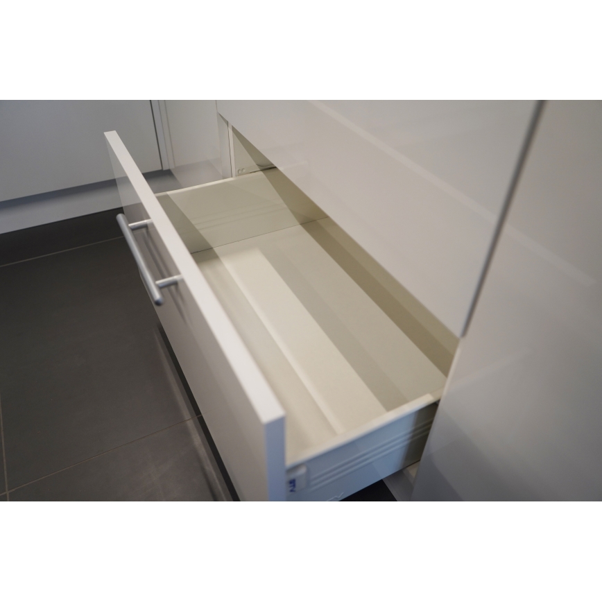 Mueble de cocina CELESTE de 240 cm, blanco lacado brillante