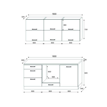 Mueble de cocina ELISE 180 cm grafito