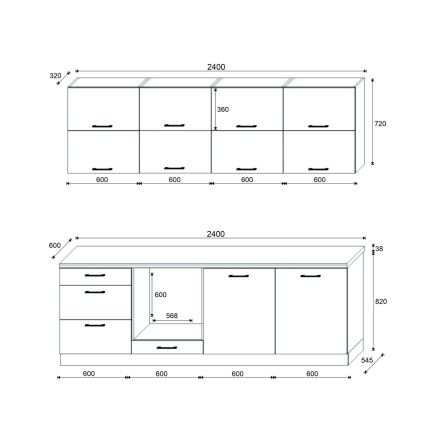 Mueble de cocina ELISE 240 cm en grafito