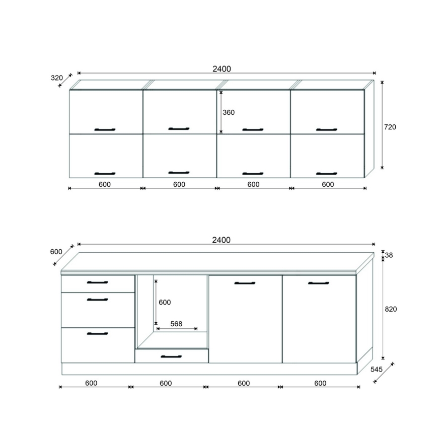 Mueble de cocina ELISE 240 cm en grafito