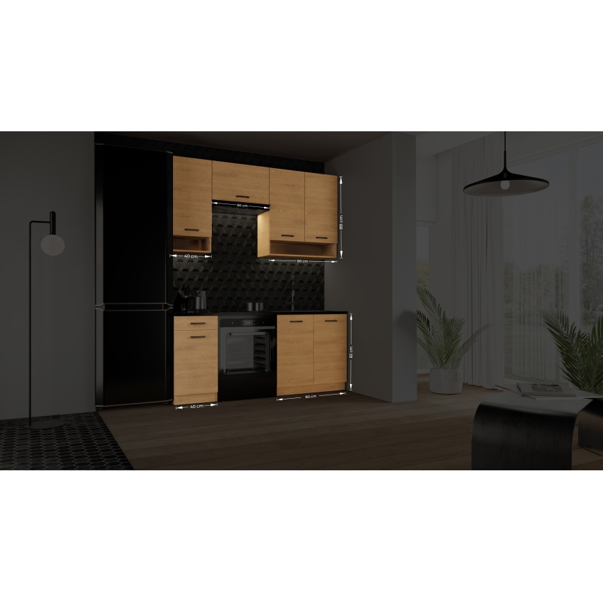 Mueble de cocina JUNE 180 cm, roble