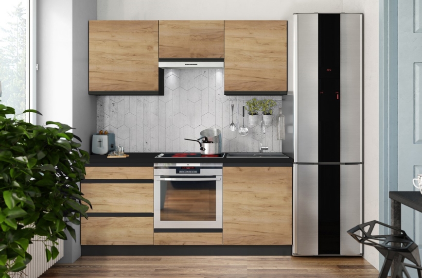 Mueble de cocina MARINA 180 cm, acabado roble craft