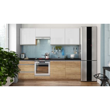 Mueble de cocina MARINA 240 cm roble craft/blanco brillante