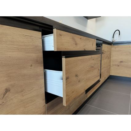 Mueble de cocina MARINA 240 cm roble craft/negro brillante