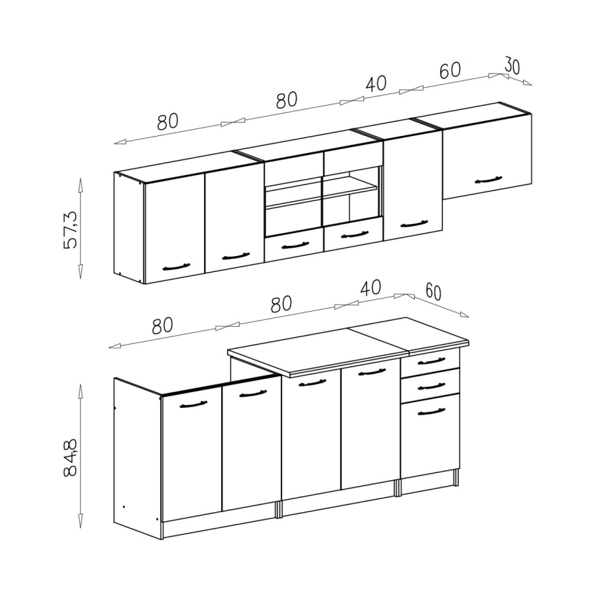 Mueble de cocina MARISA 260 cm blanco