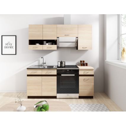 Mueble de cocina VALERIA 180 cm marrón/roble sonoma