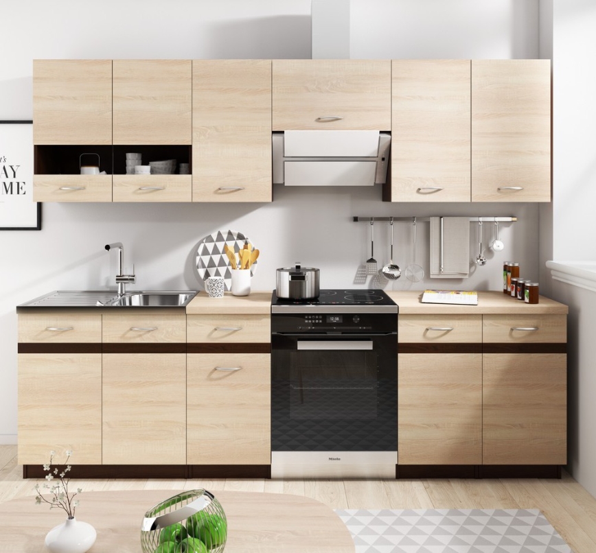 Mueble de cocina VALERIA 240 cm marrón/roble Sonoma