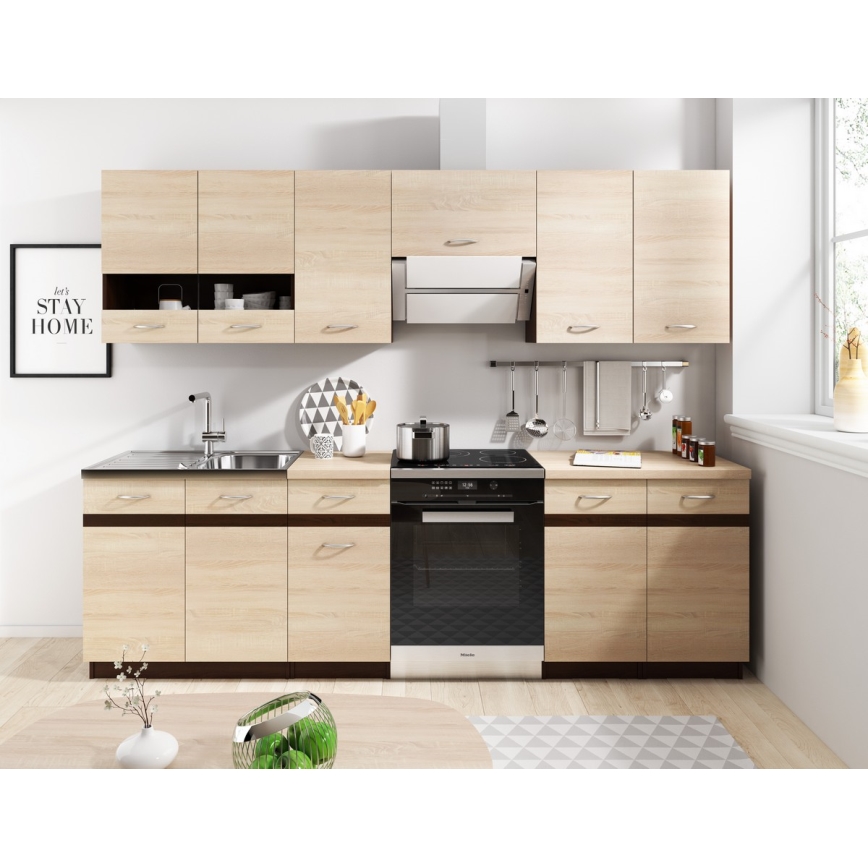 Mueble de cocina VALERIA 240 cm marrón/roble Sonoma