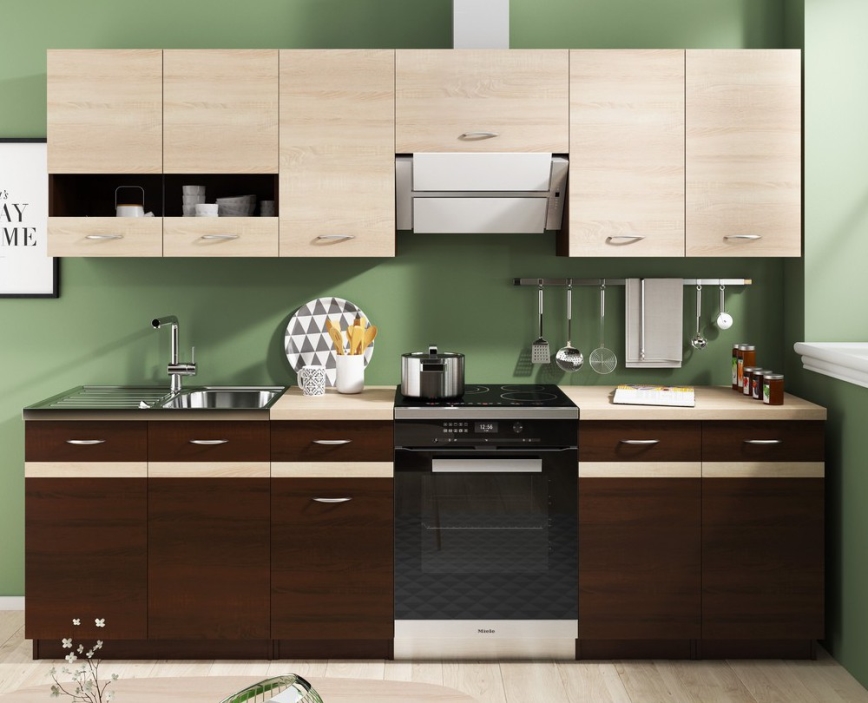 Mueble de cocina VALERIA 240 cm roble sonoma/marrón