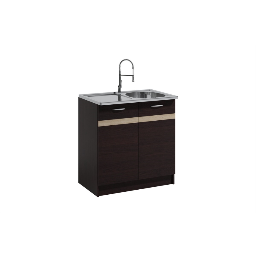 Mueble de cocina VALERIA de 240 cm, roble Sonoma/marrón