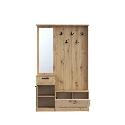 Mueble de entrada con espejo KAVI roble artisan