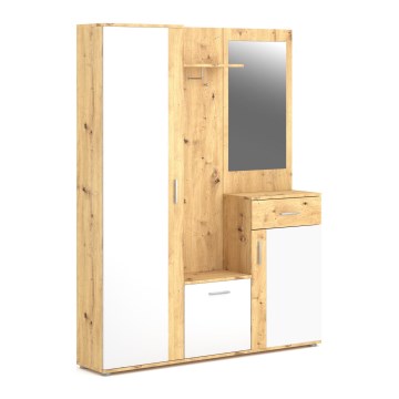 Mueble de entrada con espejo NOLAN roble artisan/blanco