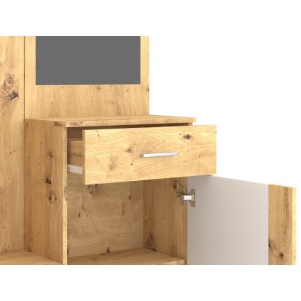 Mueble de entrada con espejo NOLAN roble artisan/blanco