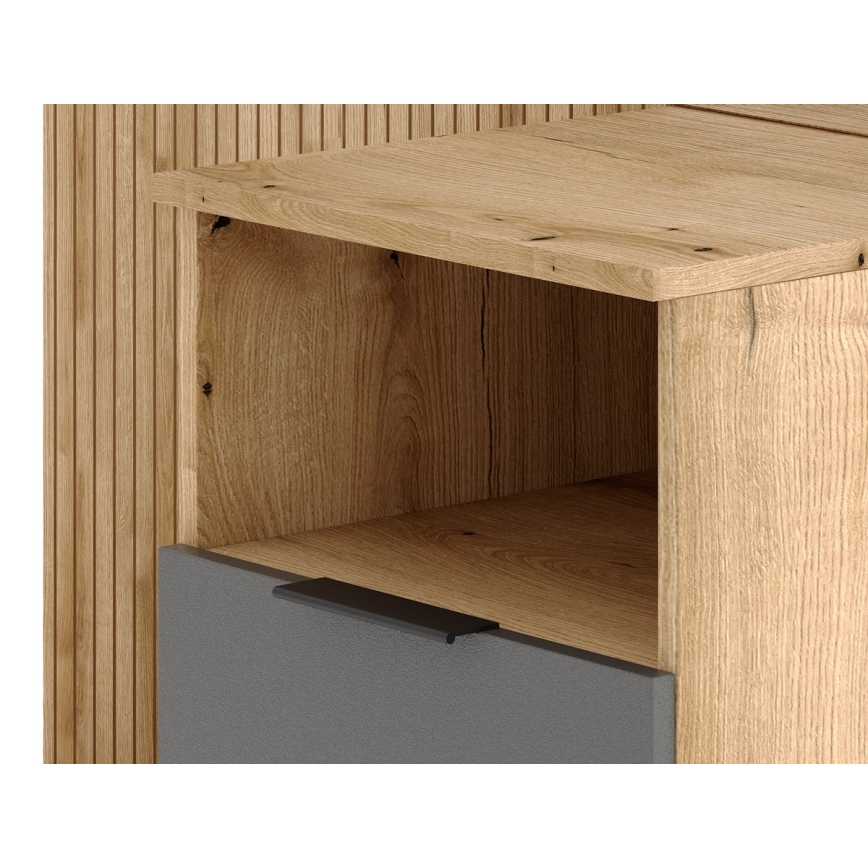 Mueble de entrada con espejo SVEN, marrón/grafito