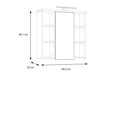 Mueble de pared para baño con espejo VENOM antracita/marrón