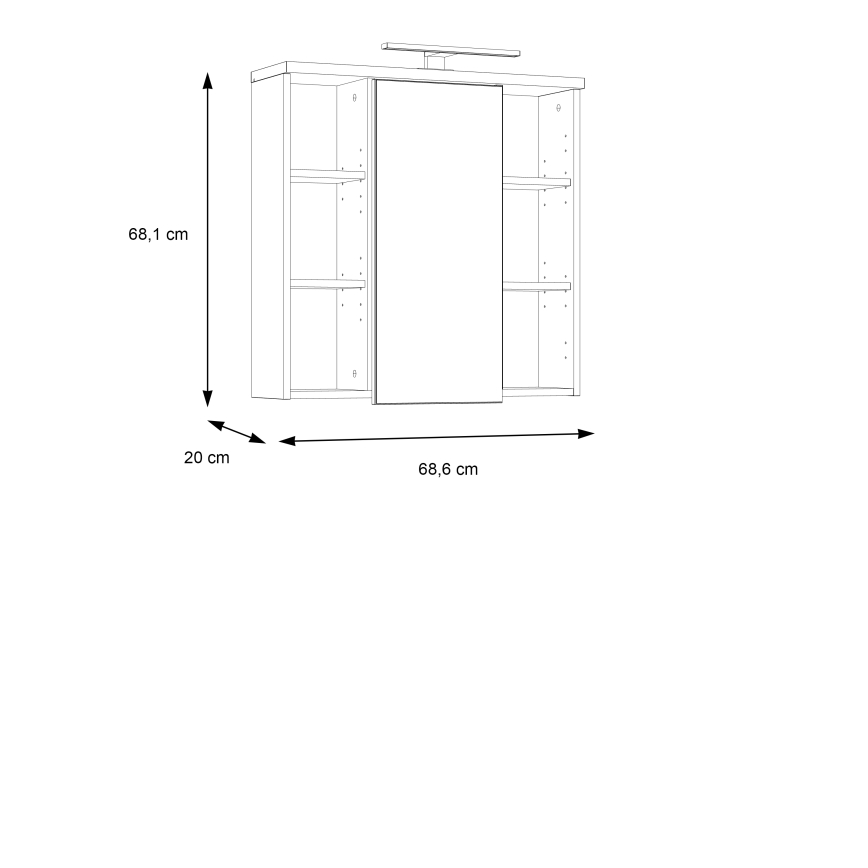 Mueble de pared para baño con espejo VENOM antracita/marrón