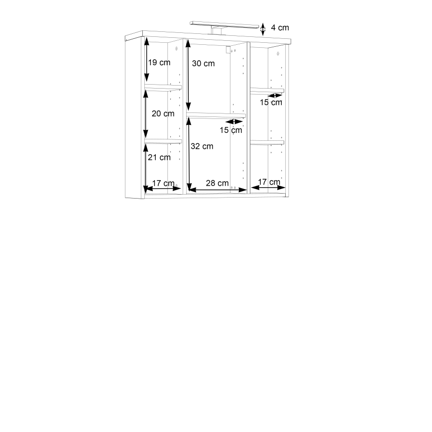Mueble de pared para baño con espejo VENOM antracita/marrón