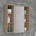 Mueble de pared para baño con espejo VENOM blanco/roble sonoma