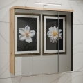 Mueble de pared para baño con espejo VENOM verde/roble artisan