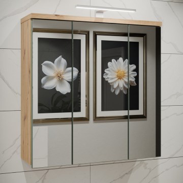 Mueble de pared para baño con espejo VENOM verde/roble artisan