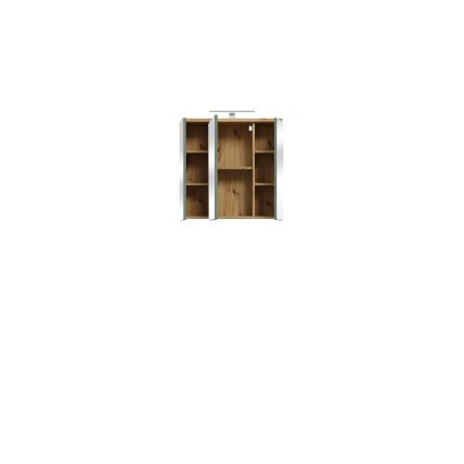 Mueble de pared para baño con espejo VENOM verde/roble artisan