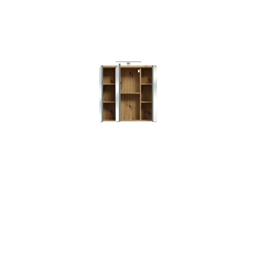 Mueble de pared para baño con espejo VENOM verde/roble artisan
