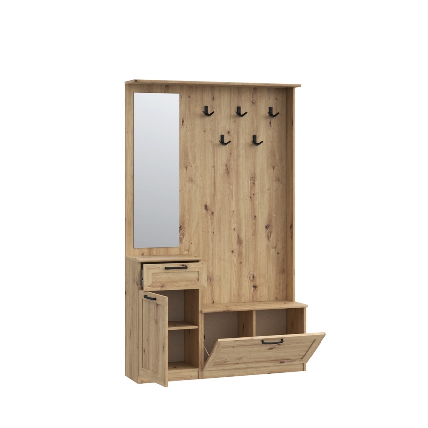 Mueble de recibidor con espejo KAVI roble artisan